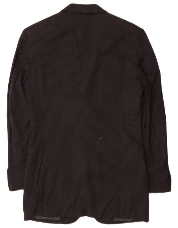 Giorgio Armani Mens 3 Button Blazer Jacket IT 46 Small Black Pinstripe Wool