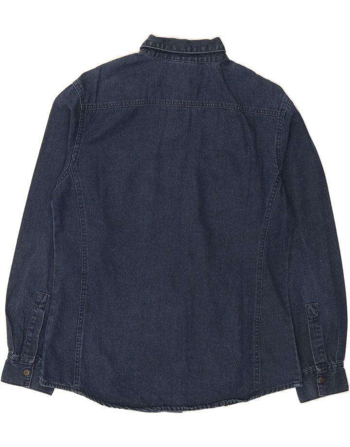 COSMOS Womens Denim Shirt EU 38 Medium Navy Blue Cotton Vintage Cosmos and Second-Hand Cosmos from Messina Hembry 