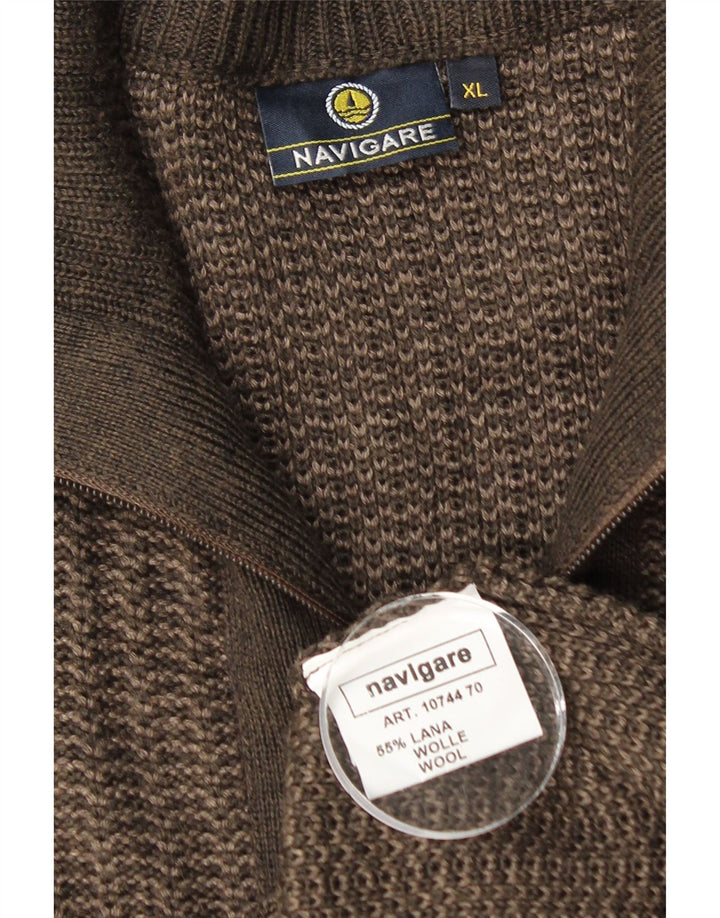 NAVIGARE Mens Cardigan Sweater XL Grey Wool