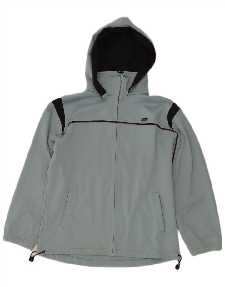 Asics Mens Hooded Tracksuit Top Jacket Small Blue Colourblock Polyester