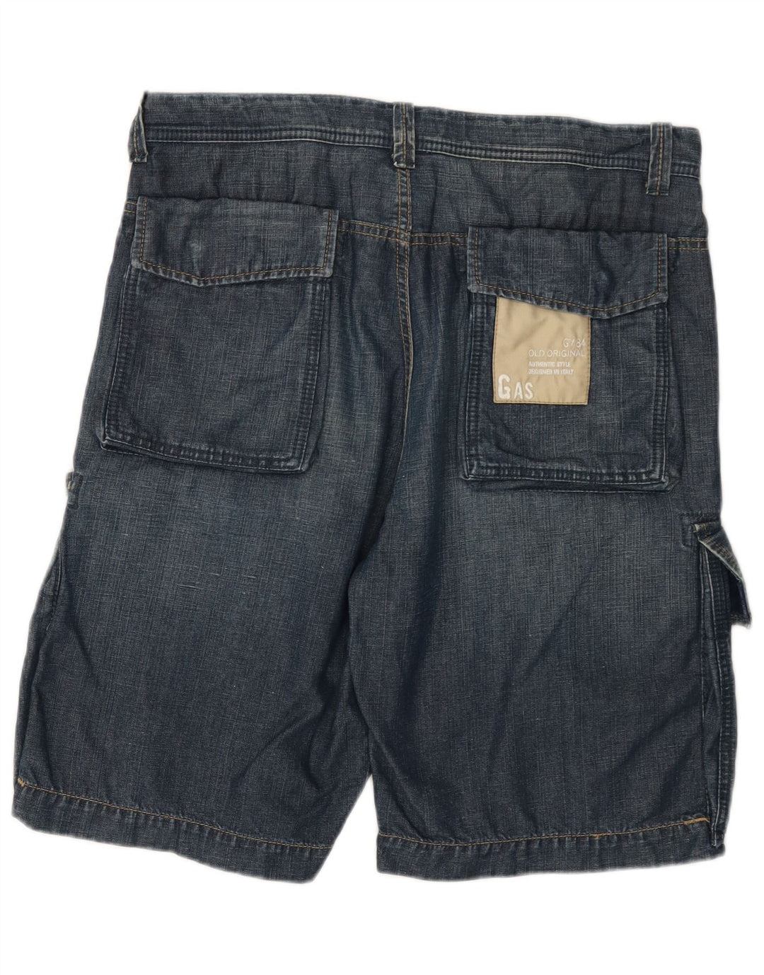 Gas Mens Cargo Denim Shorts W33 Medium Blue Cotton