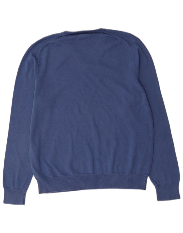 Marks & Spencer Mens V-Neck Jumper Sweater Large Blue Cotton