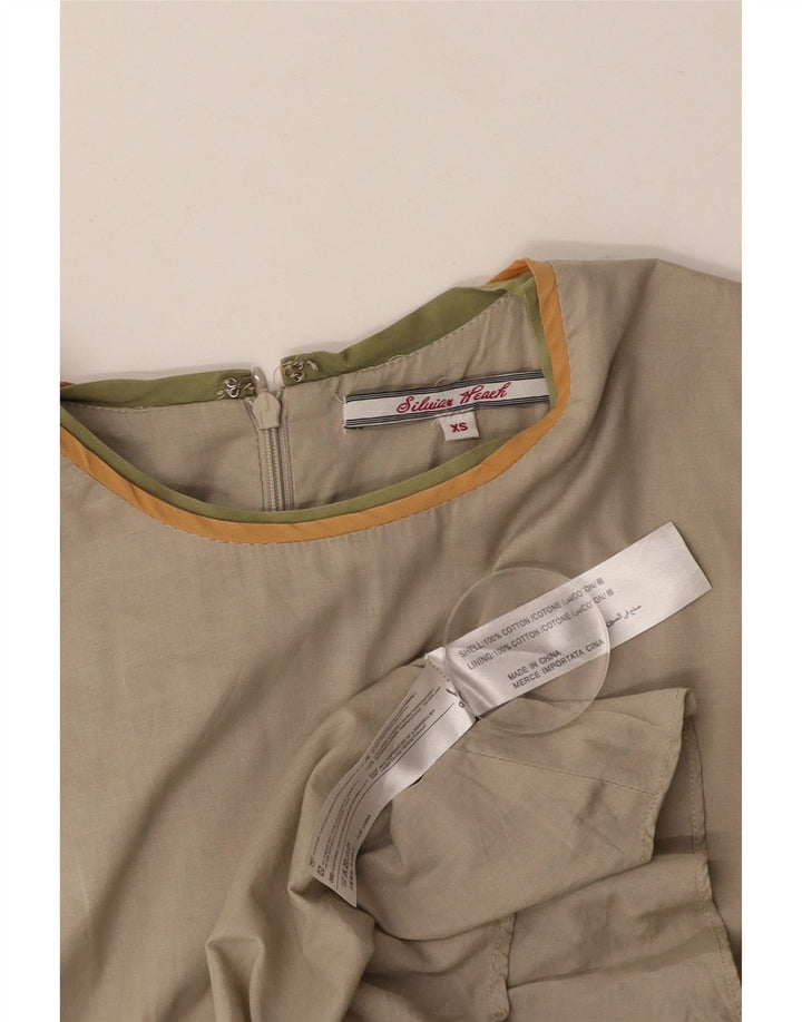 SILVIAN HEACH Womens Sleeveless A-Line Dress UK 6 XS Beige Colourblock