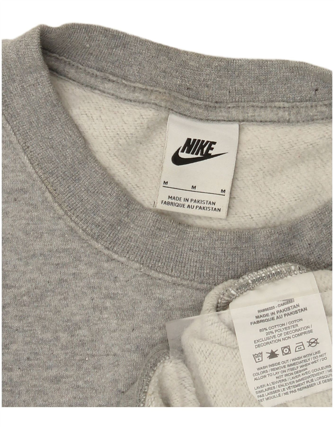 NIKE Womens Oversized Crop Sweatshirt Jumper UK 14 Medium Grey Cotton