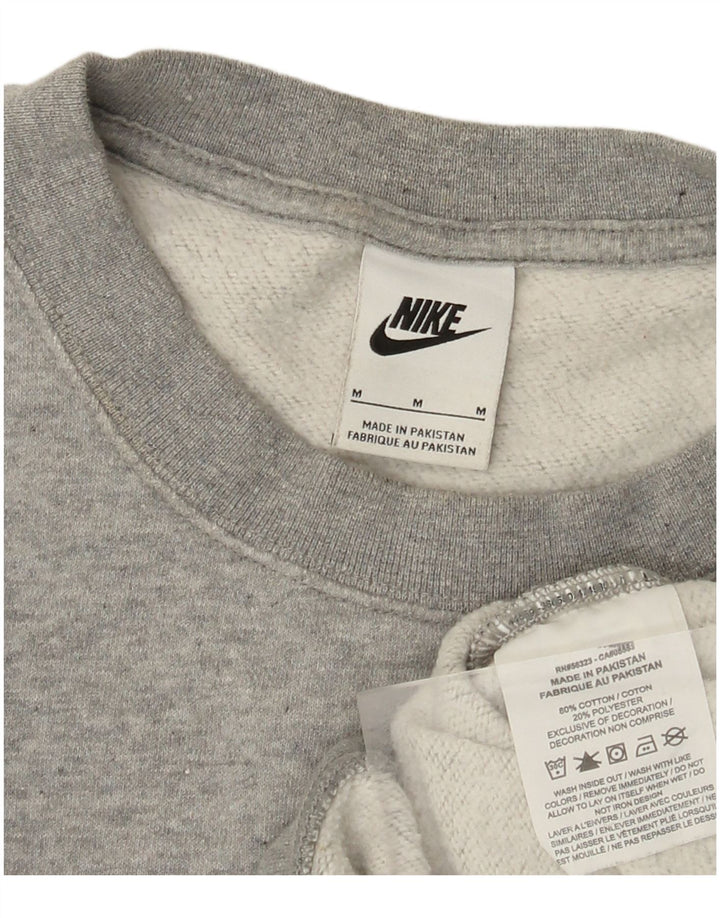 NIKE Womens Oversized Crop Sweatshirt Jumper UK 14 Medium Grey Cotton