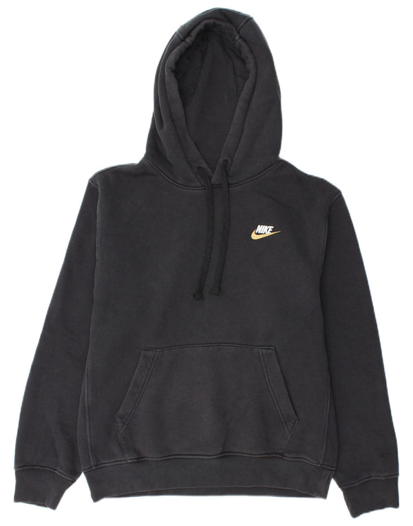 NIKE Womens Oversized Hoodie Jumper UK 6 XS Black Cotton