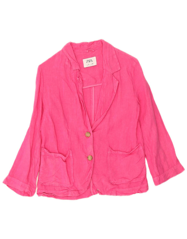 Zara Girls 2 Button Blazer Jacket 9-10 Years Pink Linen