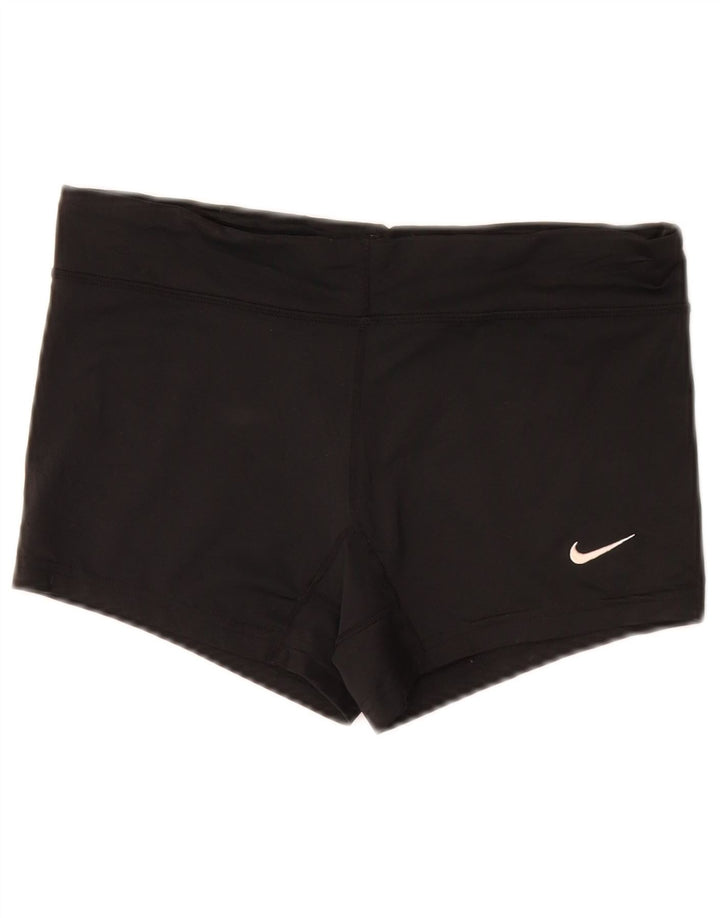 NIKE Womens Dri Fit Sport Shorts UK 10 Small  Black Polyester