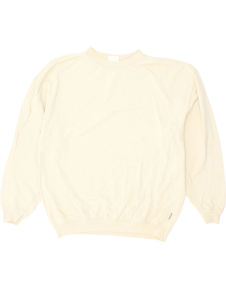REEBOK Womens Oversized Sweatshirt Jumper UK 16 Large Off White Vintage Reebok and Second-Hand Reebok from Messina Hembry 