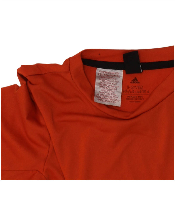 ADIDAS Boys Aeroready T-Shirt Top 11-12 Years Orange Colourblock Polyester