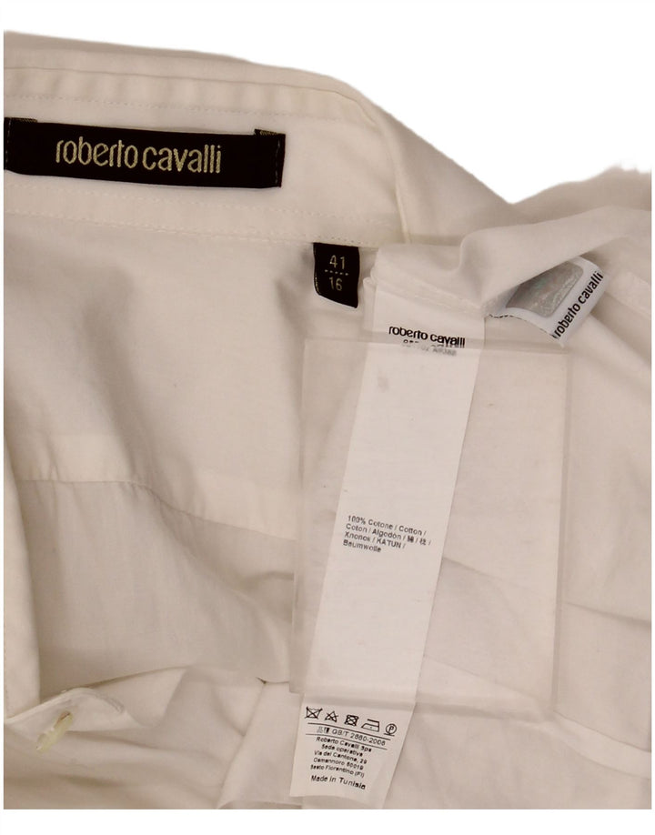 Roberto Cavalli Mens Shirt Size 41 16 Large White Cotton