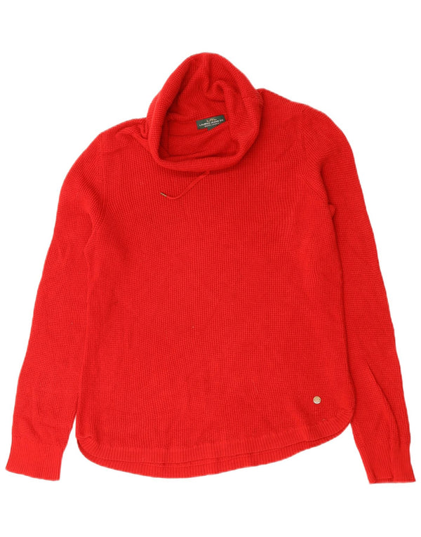 Ralph Lauren Womens Roll Neck Jumper Sweater UK 14 Medium Red Cotton