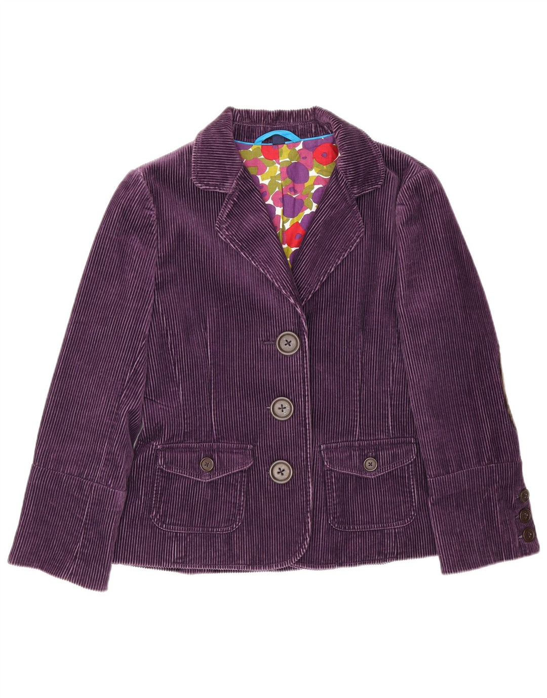 Boden Womens 3 Button Corduroy Blazer Jacket UK 12 Medium Purple Cotton