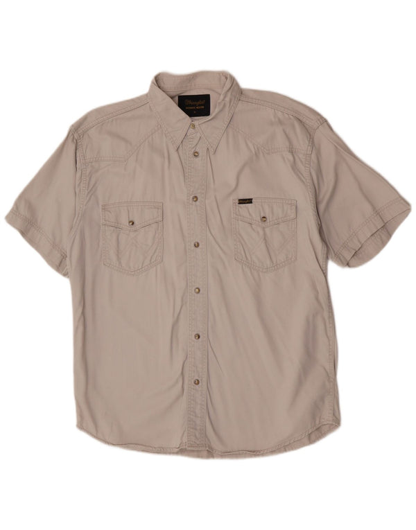 Wrangler Mens Western Short Sleeve Shirt XL Beige