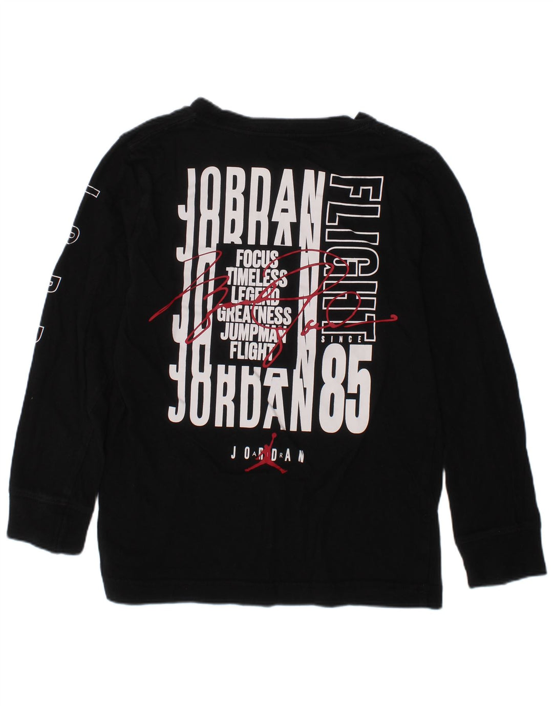 JORDAN Boys Graphic Top Long Sleeve 6-7 Years Large Black
