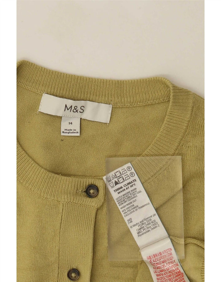 Marks & Spencer Womens Cardigan Sweater UK 14 Medium  Green Viscose