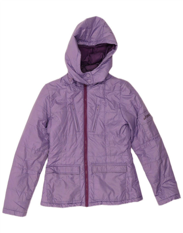 Asics Womens Hooded Padded Jacket UK 10 Small Purple Polyester