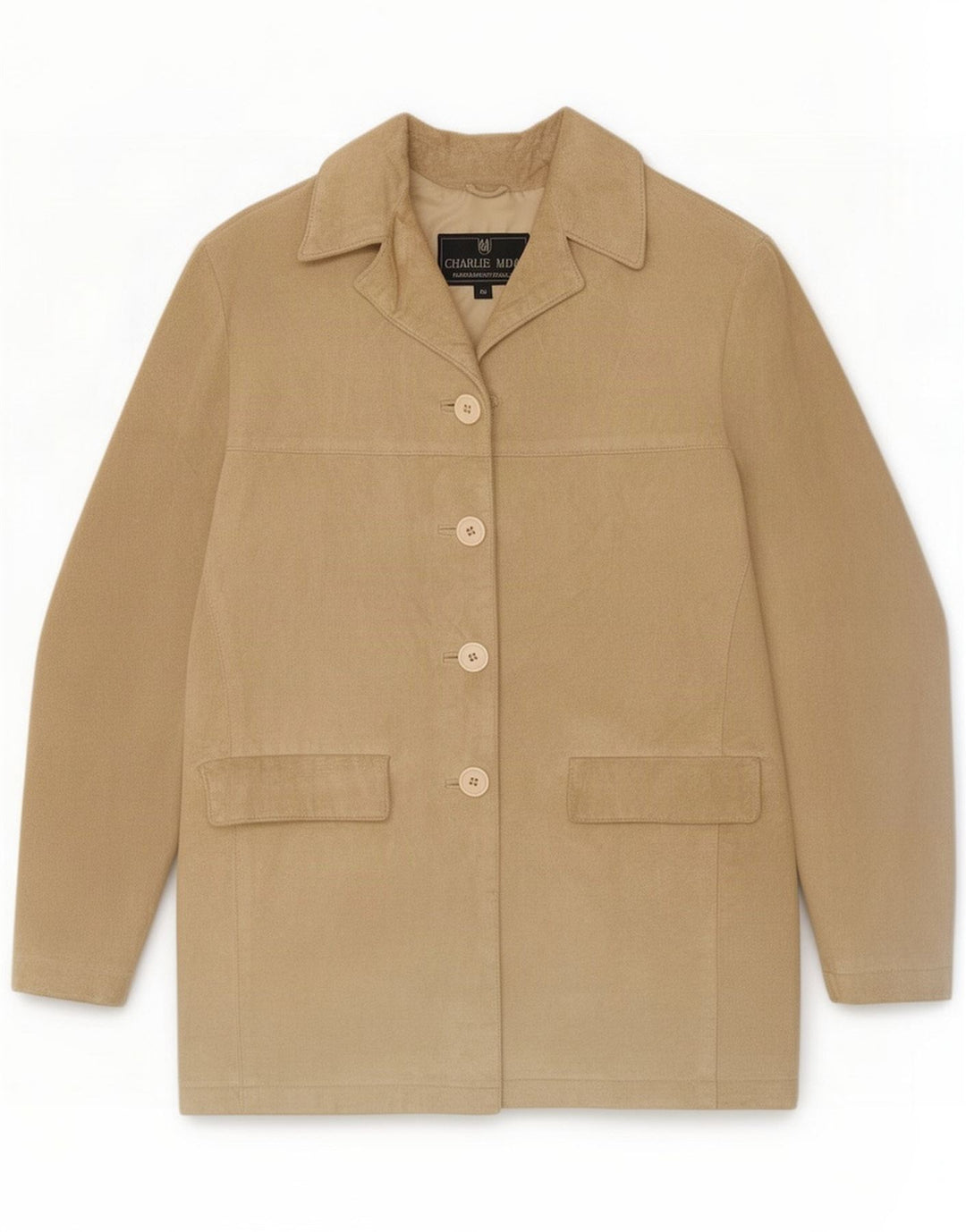 Vintage Womens Suede Jacket IT 40 Small Beige Leather