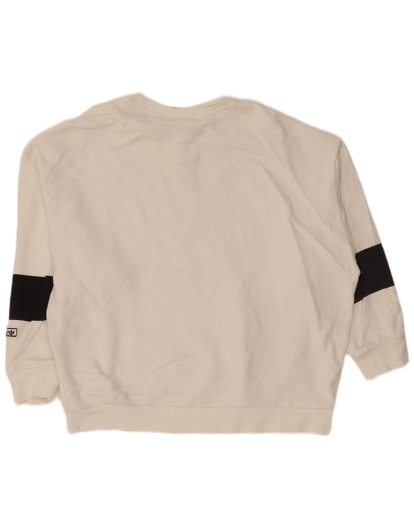 ADIDAS Womens Oversized Sweatshirt Jumper UK 12 Medium White Colourblock