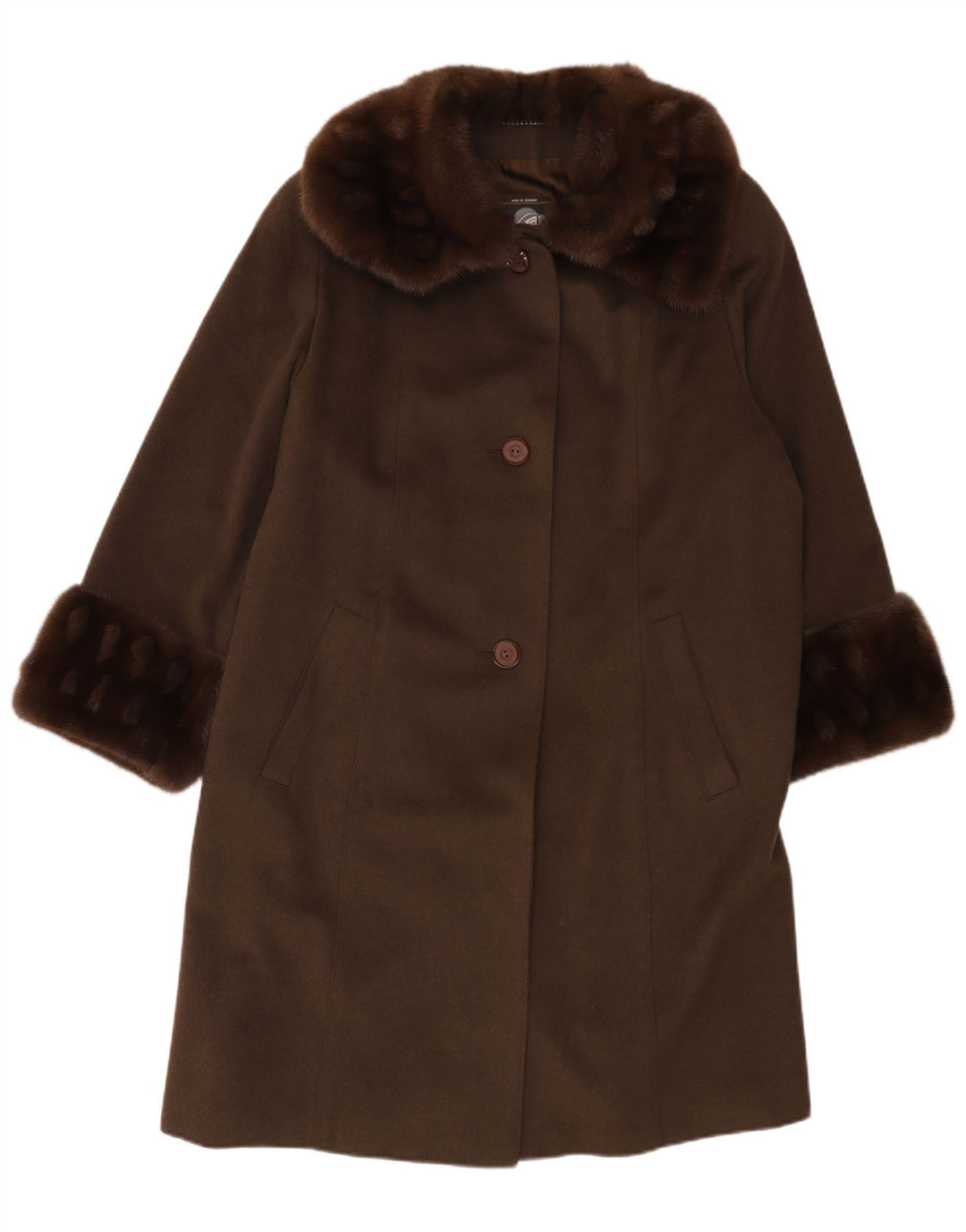 VINTAGE Womens Oversized Overcoat UK 14 Large Khaki Wool