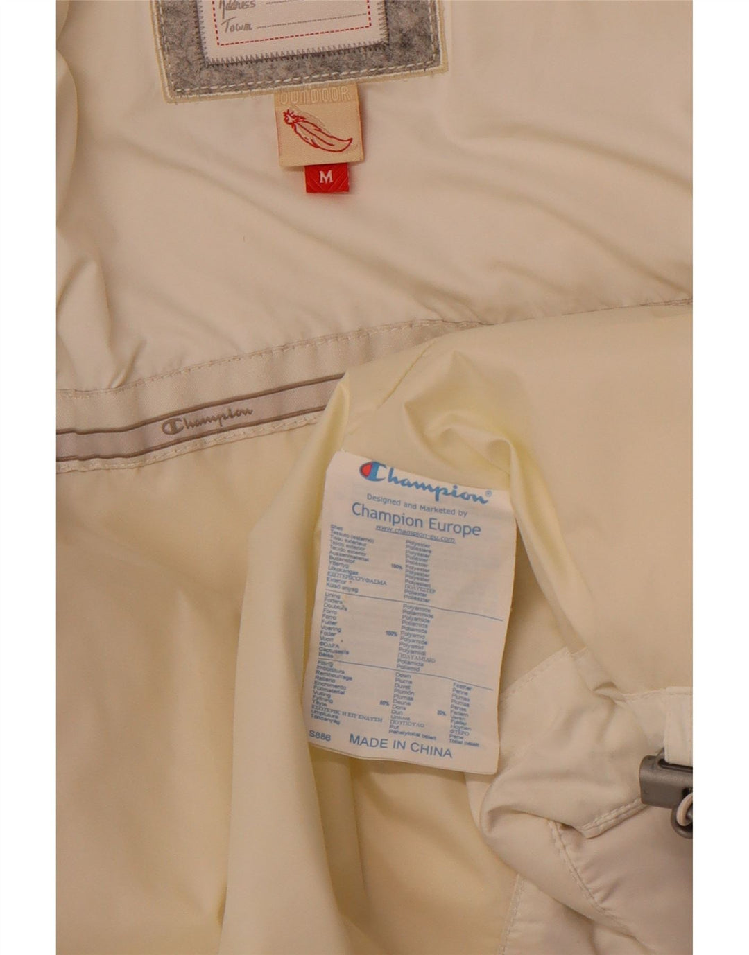 CHAMPION Womens Padded Jacket UK 14 Medium White Polyester