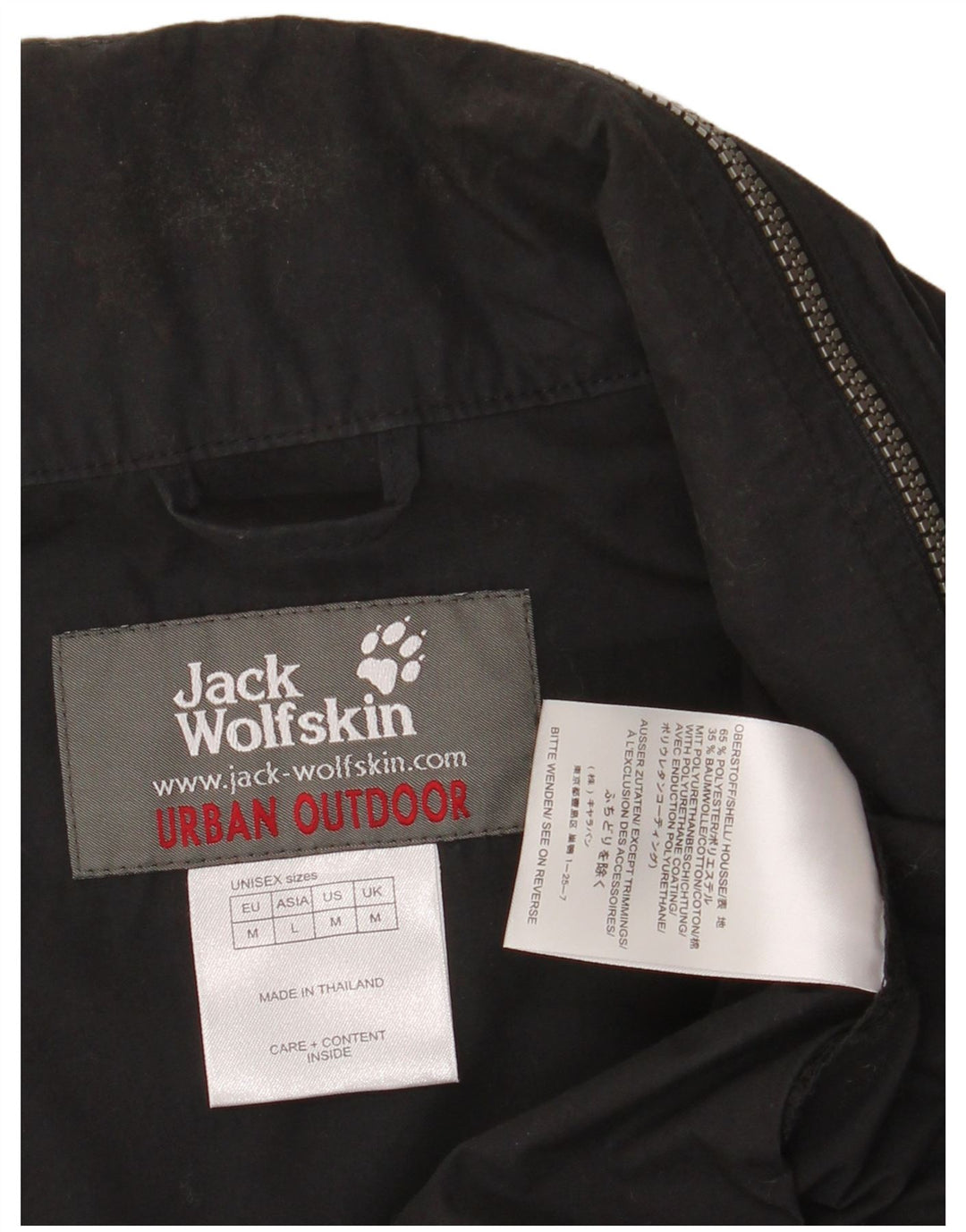 JACK WOLFSKIN Mens Hooded Graphic Rain Jacket UK 38 Medium Black Polyester