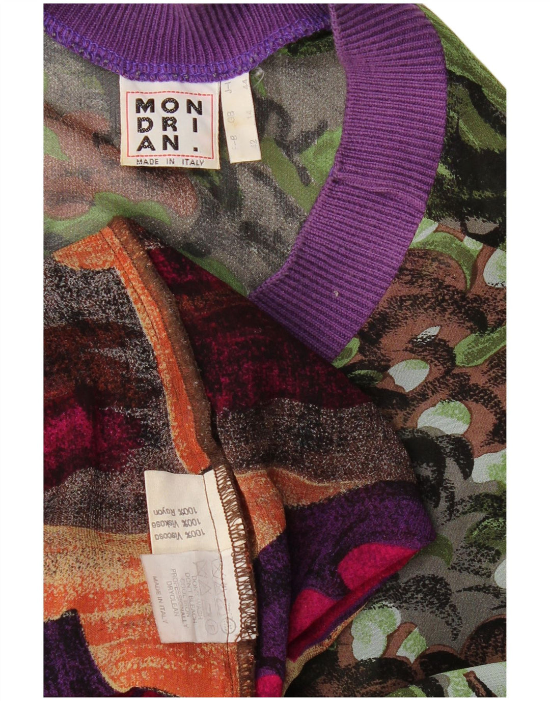 VINTAGE Womens Abstract Pattern Blouse Top UK 14 Large Multicoloured