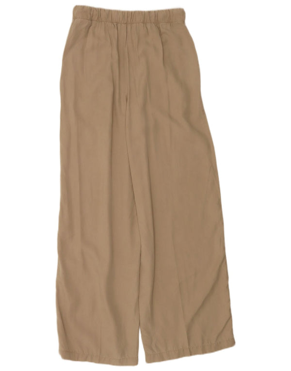Zara Womens High Waist Wide Leg Trousers XS W24 L30 Beige Lyocell