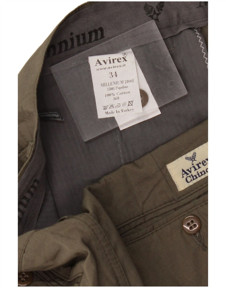 AVIREX Mens Straight Chino Trousers W34 L28 Khaki Cotton