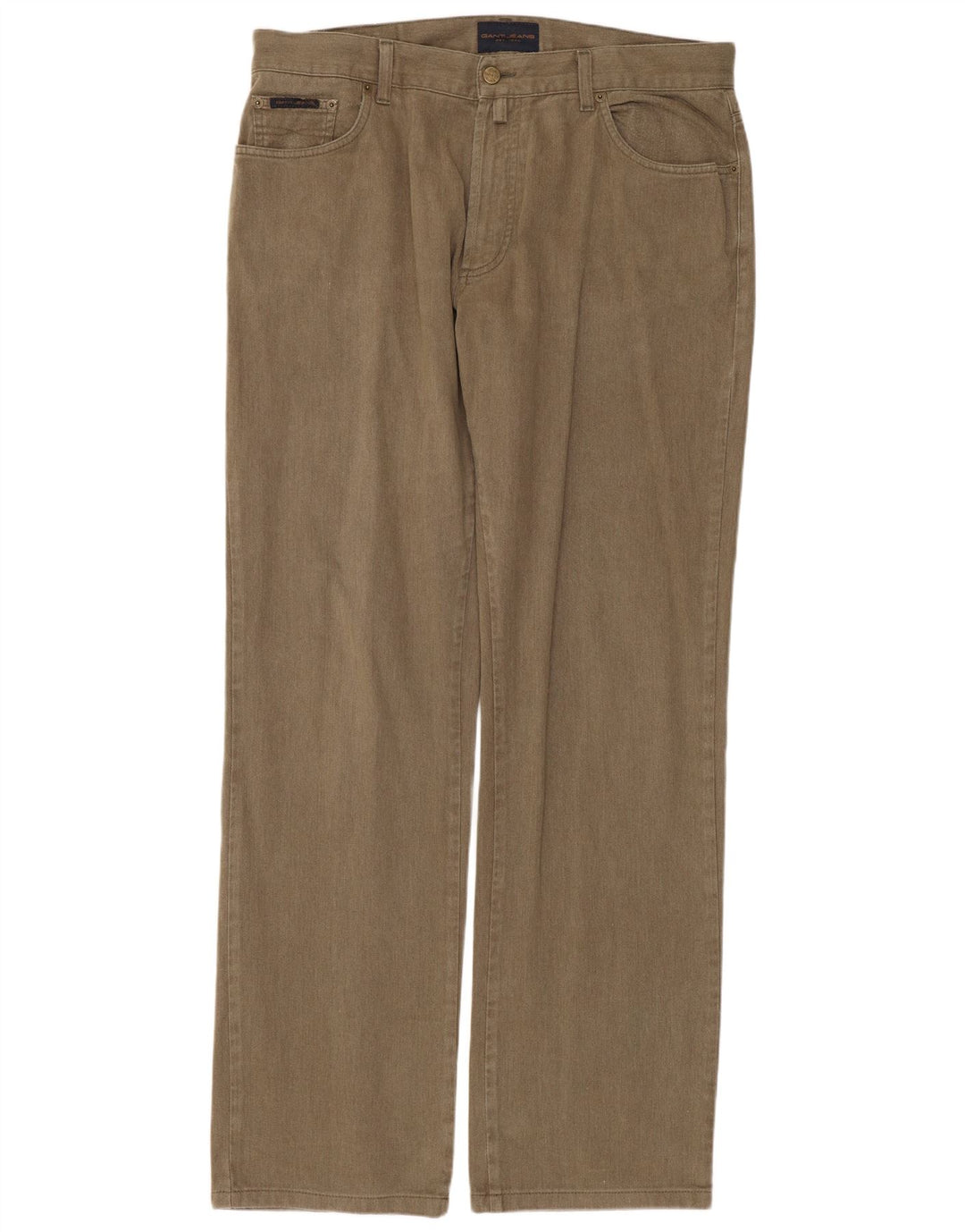 GANT Mens Regular Fit Straight Jeans W36 L32 Khaki Cotton