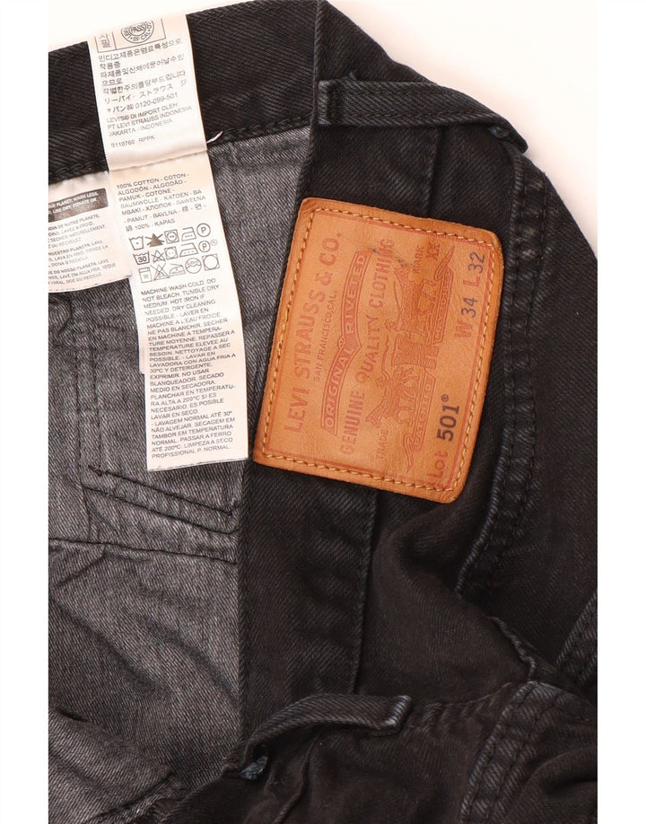 Levi's Mens 501 Straight Jeans W34 L32 Black Cotton