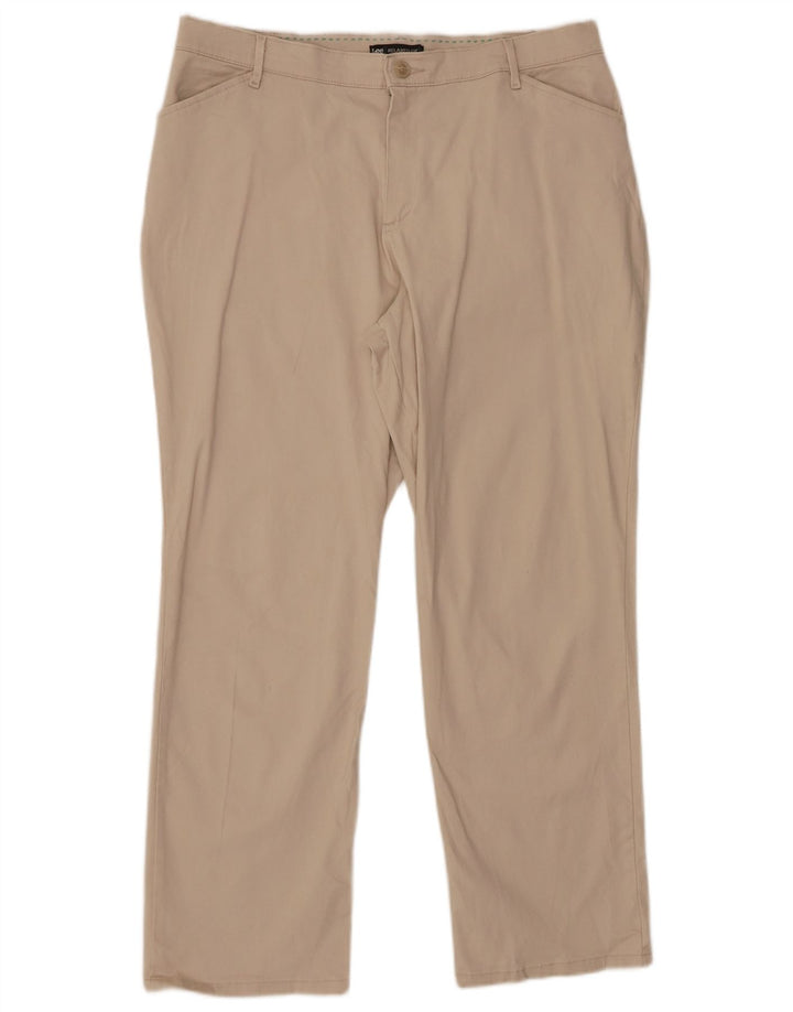 LEE Womens Short Relaxed Fit Casual Trousers US 16 XL W34 L28 Beige