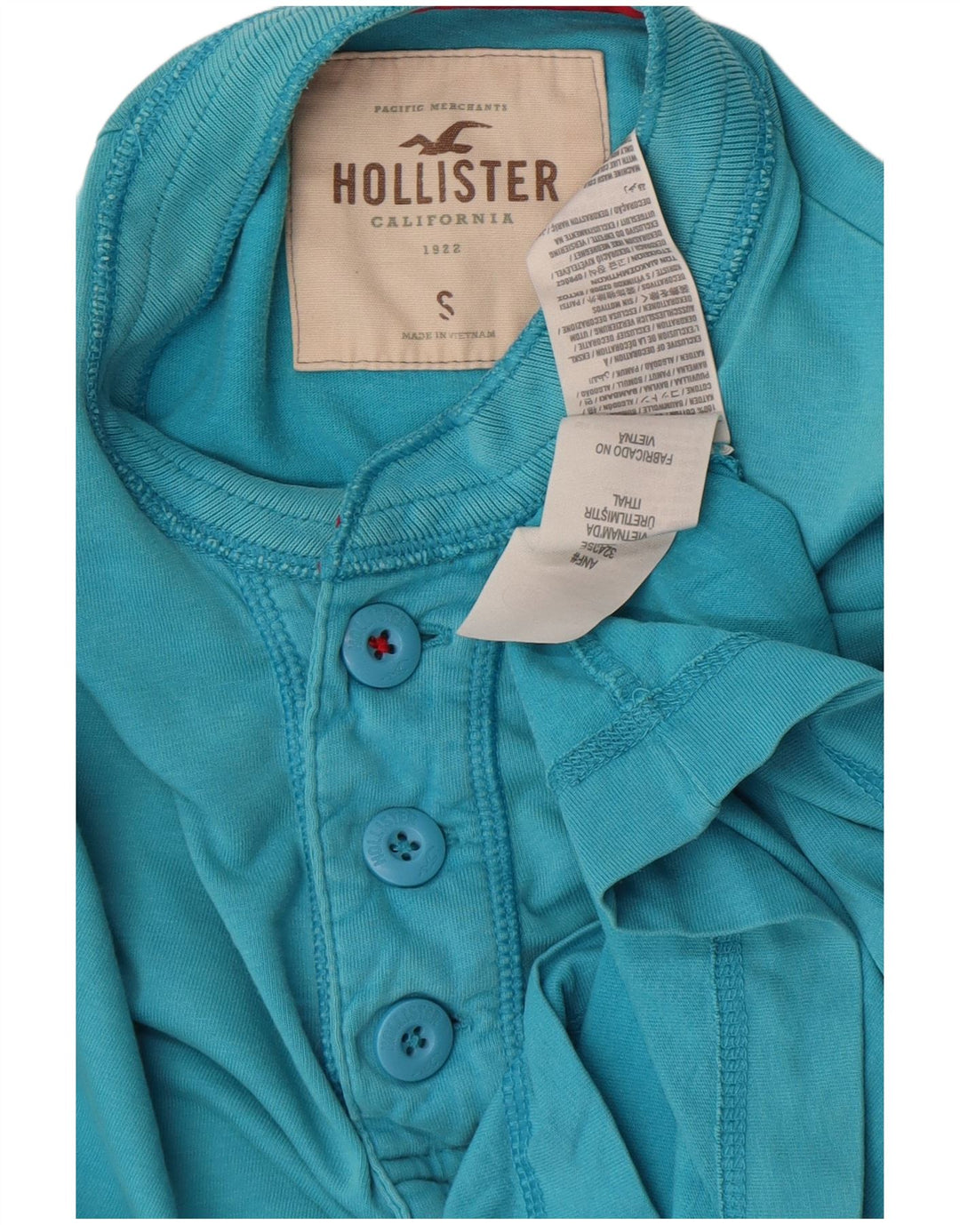 Hollister Womens Top Long Sleeve UK 10 Small Blue Cotton