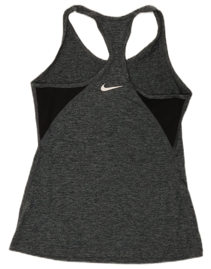 Nike Womens Dri Fit Vest Top UK 8 Small Grey Flecked Polyester