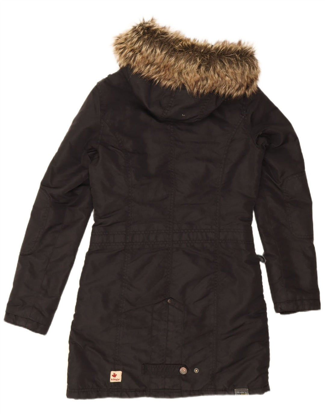 KHUJO Womens Hooded Parka Jacket UK 10 Small Black