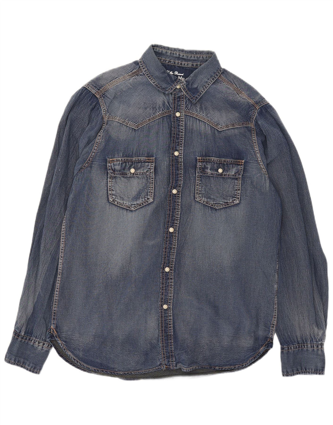 Grand & Hills Mens Denim Shirt Large Blue Cotton