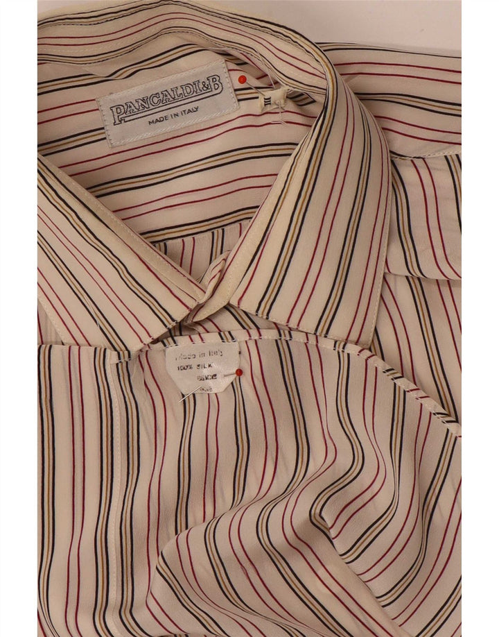 Pancaldi & B Mens Shirt Large Multicoloured Striped Silk