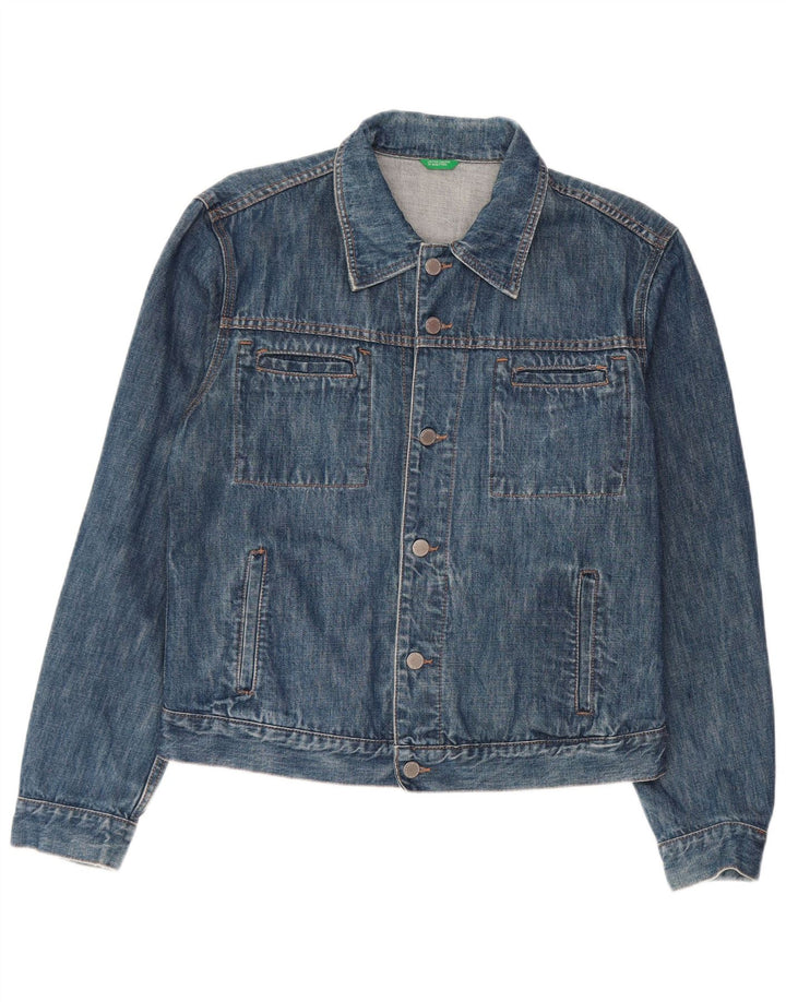 Benetton Womens Denim Jacket UK 14 Medium Blue Cotton