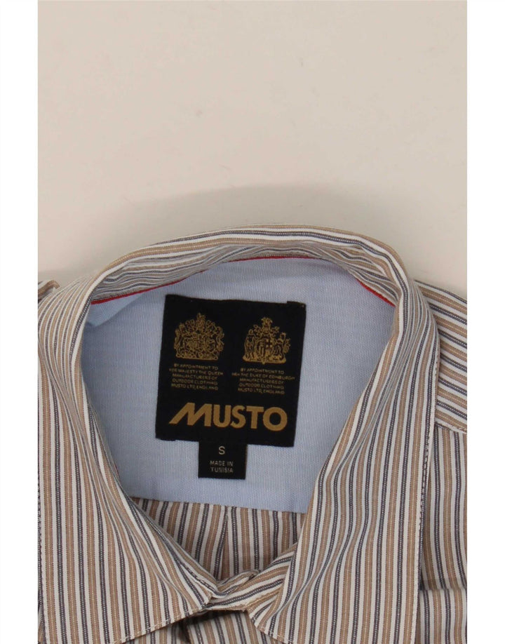 Musto Mens Shirt Small Beige Pinstripe
