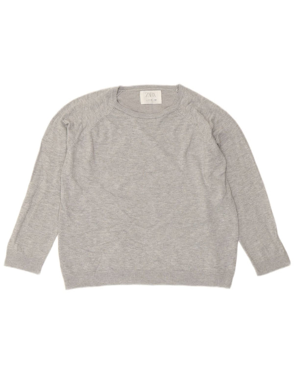 Zara Girls Boat Neck Jumper Sweater 11-12 Years Grey Viscose