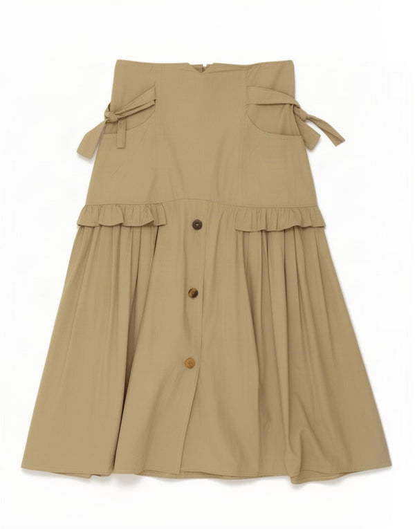 Vintage Womens A-Line Skirt Medium W30 Khaki Cotton
