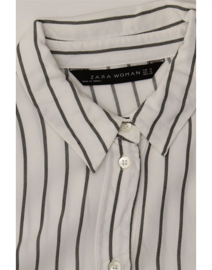 ZARA Womens Pullover Shirt Dress UK 14 Medium White Striped Vintage Zara and Second-Hand Zara from Messina Hembry 