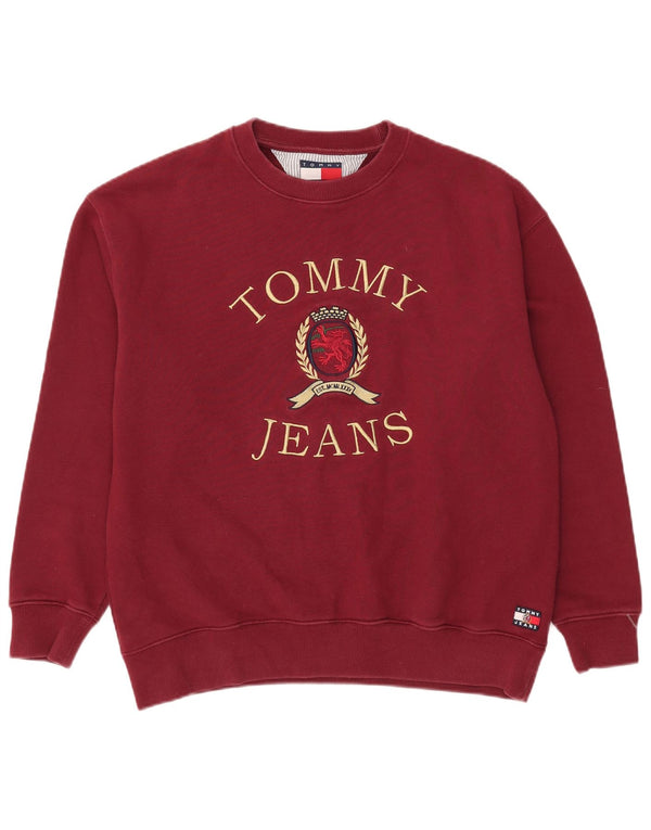 Tommy Hilfiger Mens Graphic Sweatshirt Jumper Medium Burgundy Cotton