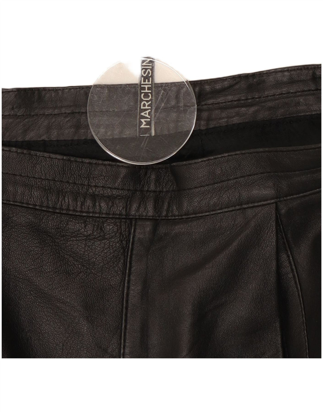 Vintage Womens Leather Skirt W28 Medium Black