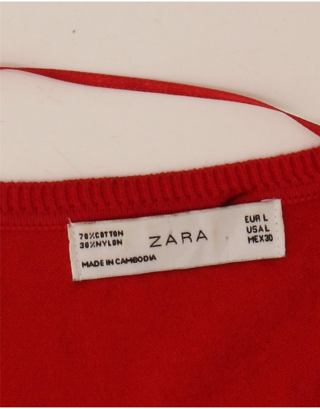 Zara Womens Cardigan Sweater UK 16 Large Red Cotton