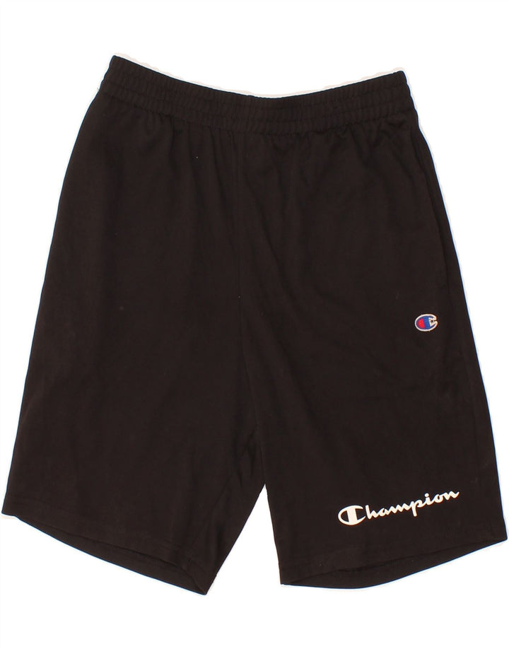 CHAMPION Mens Graphic Sport Shorts Large  Black Polyester Vintage Champion and Second-Hand Champion from Messina Hembry 