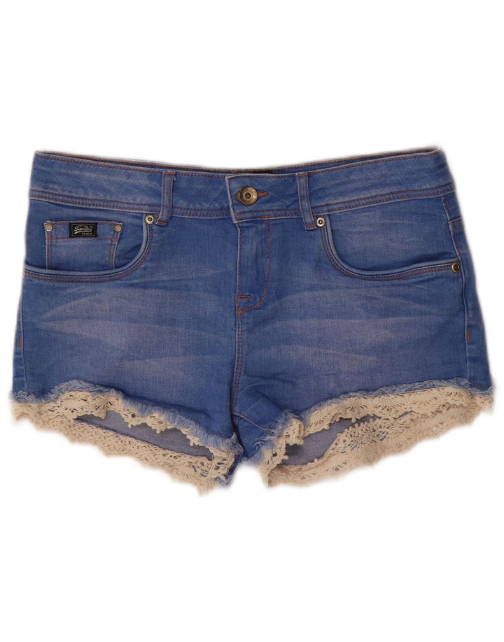 SUPERDRY Womens Denim Shorts  W26 Small Blue Cotton