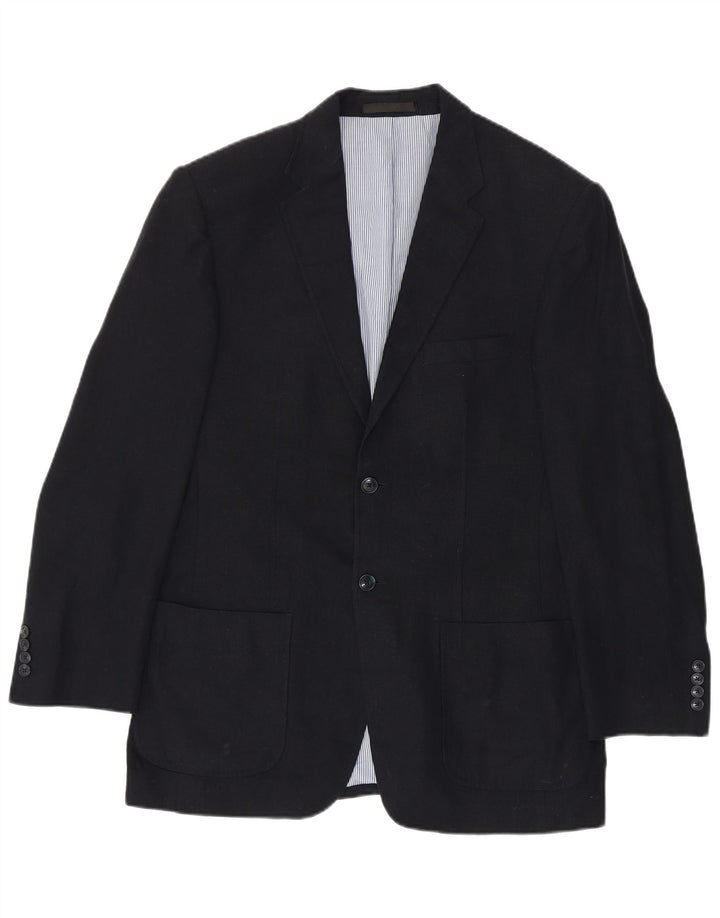 Marks & Spencer Mens 2 Button Blazer Jacket UK 38 Medium Navy Blue Linen