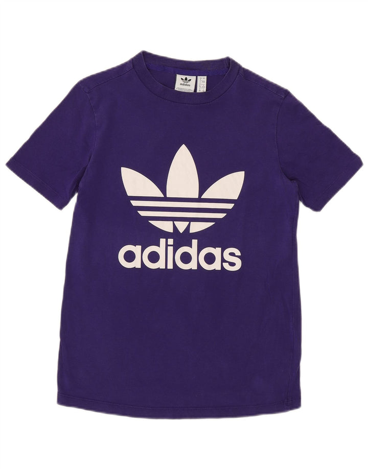 ADIDAS Womens Graphic T-Shirt Top UK 4 XS Purple Cotton
