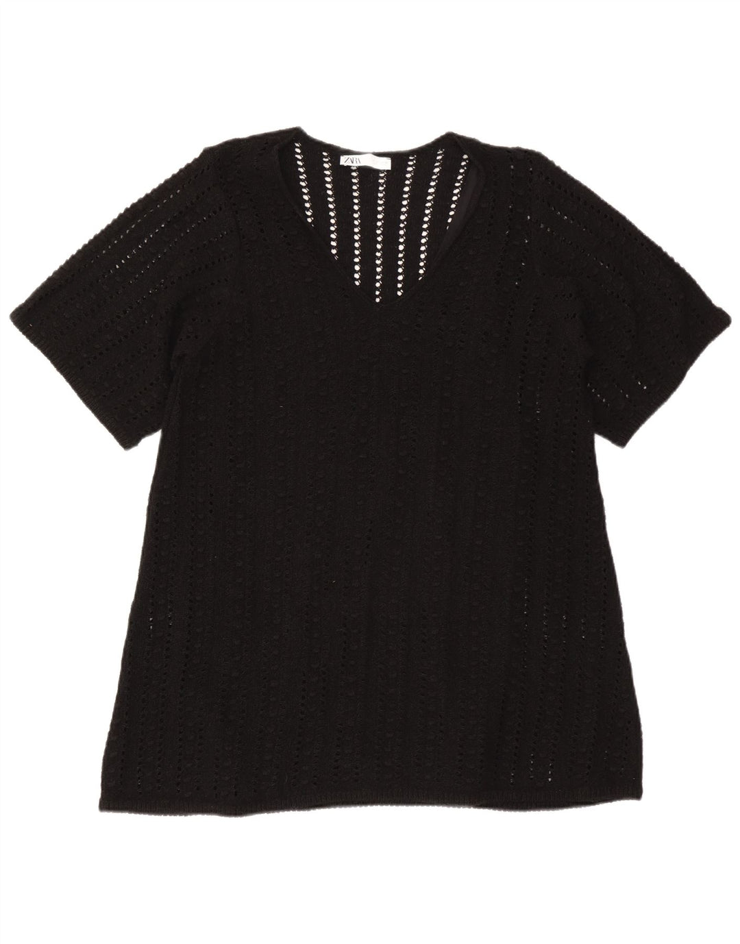 Zara Womens Oversized Blouse Top UK 10 Small Black Polyester